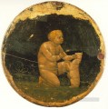 Putto y un perro pequeño en la parte trasera del Tondo berlinés Christian Quattrocento Renaissance Masaccio